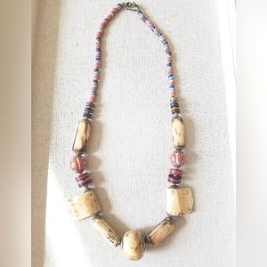VINTAGE | Necklace | Ivory, Clay and Brass